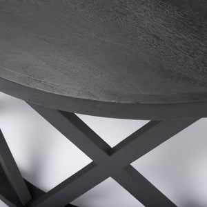 Forsey  28.0L x 45.3W x 18.0H Black Solid Wood Round Coffee Table