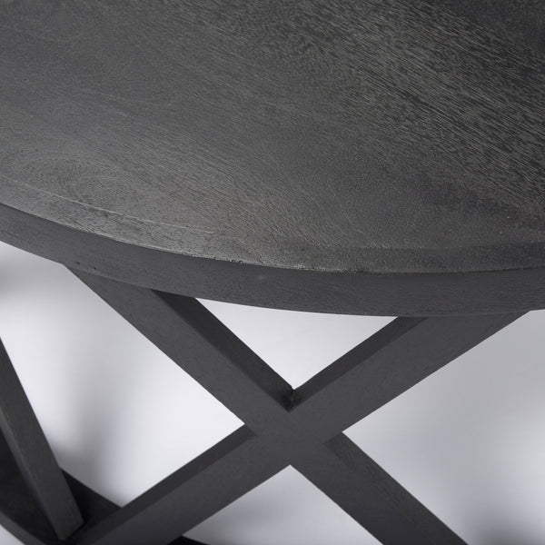 Forsey  28.0L x 45.3W x 18.0H Black Solid Wood Round Coffee Table