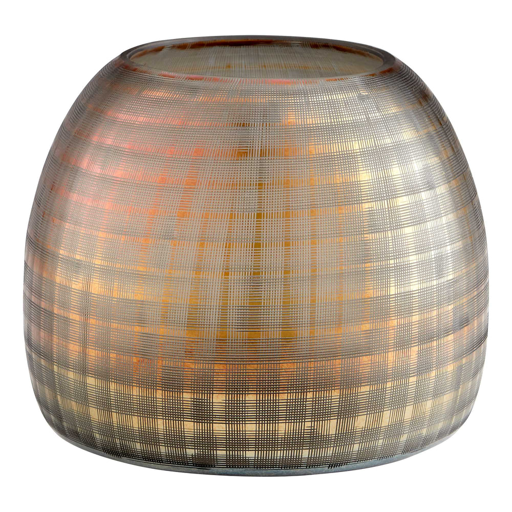 Gradient Grid Vase In Combed Irridescent Gold