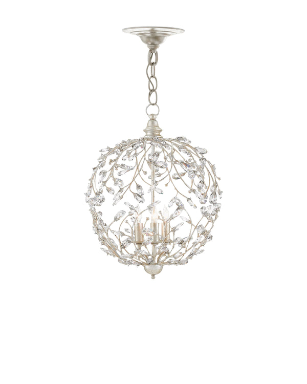 Crystal Bud Silver Orb Chandelier In Silver Granello