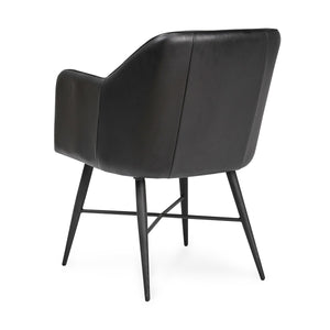 Leon Leather Dining Chair - Midnight Raven