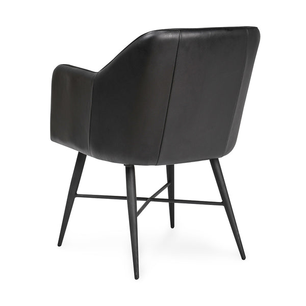 Leon Leather Dining Chair - Midnight Raven