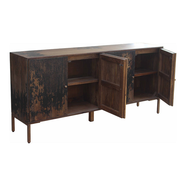 Moe's Artists Large Black Sideboard, Rustic Finish