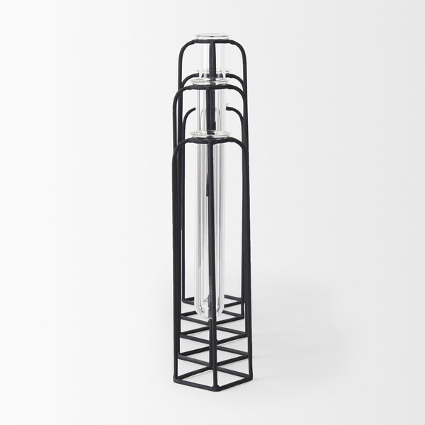 Mila 13.4L x 2.5W x 11.0H Metal and Glass Decorative Accent