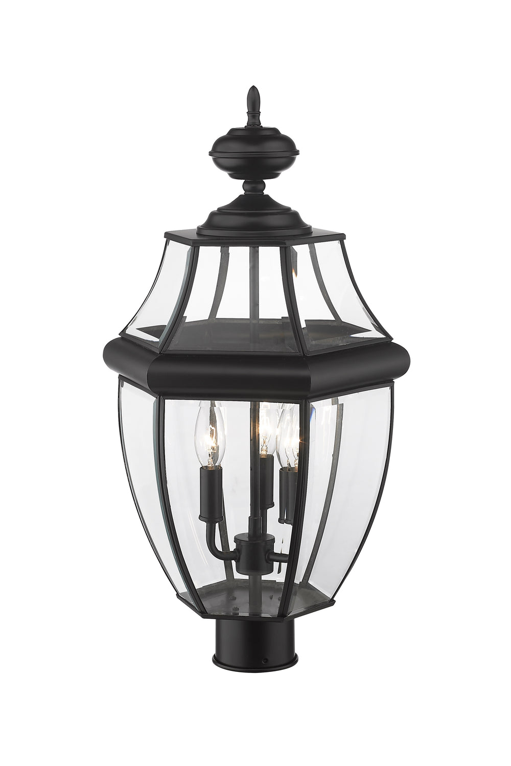 Westover 3 Light Outdoor Post Mount Fixture in Black Finish