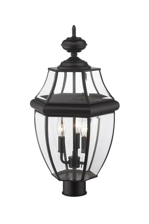 Westover 3 Light Outdoor Post Mount Fixture in Black Finish