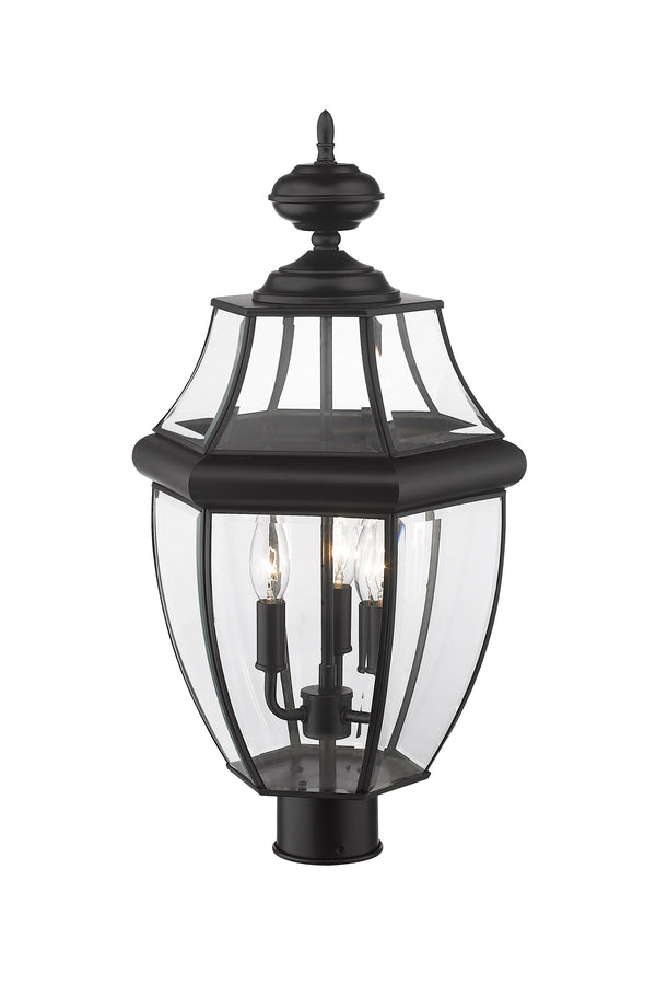 Westover 3 Light Outdoor Post Mount Fixture in Black Finish