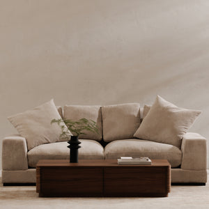 Moe's Round Off Coffee Table with Storage in Walnut Brown