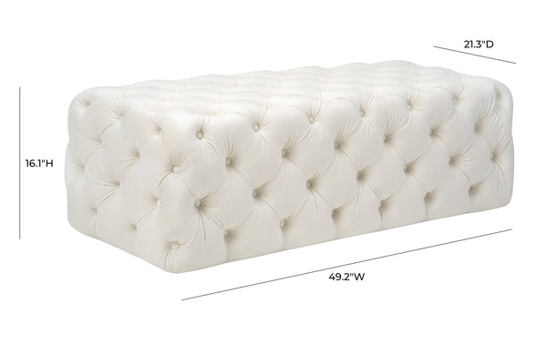 Kaylee Cream Velvet Ottoman