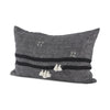 Sibyl 13L x 21W Black Fabric Striped and White Fringed Decorative Pillow Cover