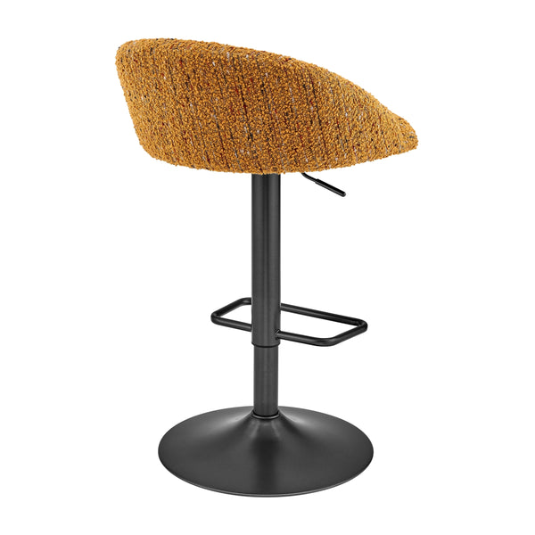 Jorrell KD Boucle Gaslift Swivel Bar Stool, Zenith Mustard