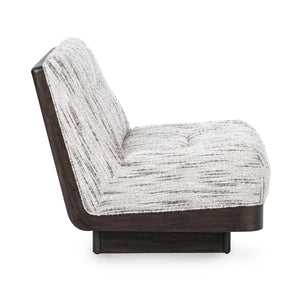 Crandall Upholstered Swivel Chair - Cocoa Cream with Tufted Backrest
