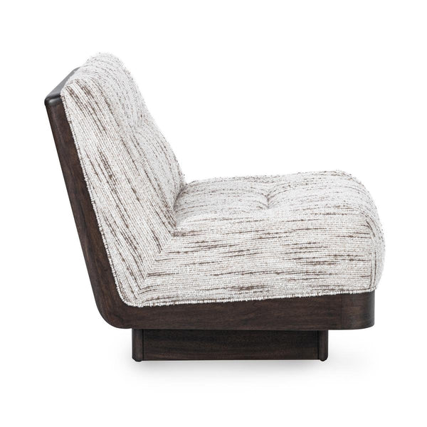 Crandall Upholstered Swivel Chair - Cocoa Cream with Tufted Backrest