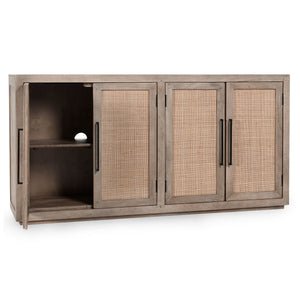 Jensen Solid Wood 4Dr Cabinet with Cane Detail