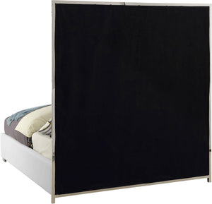 Jan King Bed In White Faux Leather