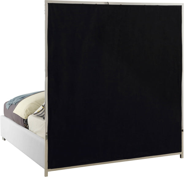 Jan King Bed In White Faux Leather