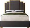 Geoffrey King Bed In Grey Velvet