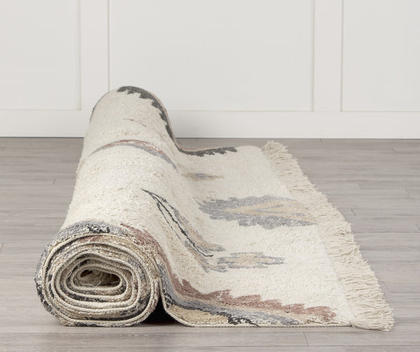 Carla 5x8 Earthy Neutrals Patterned Cotton Area Rug