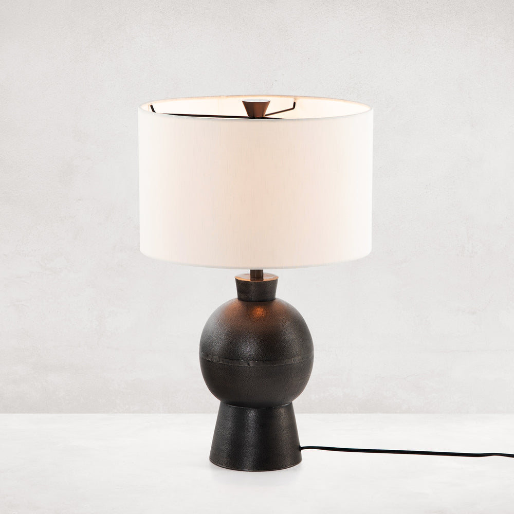Kelita Table Lamp In Textured Black Aluminum