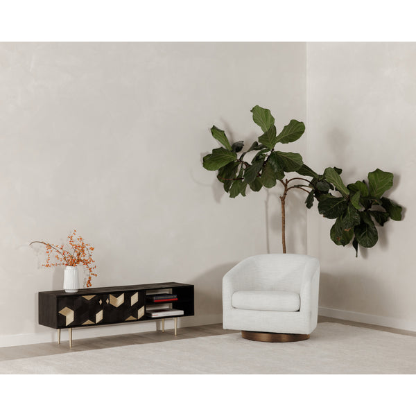 Moe's Oscy Swivel Chair in Splashed White