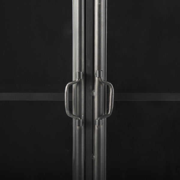 Poppy II 73.8" H Black Metal With Glass Door Display Cabinet