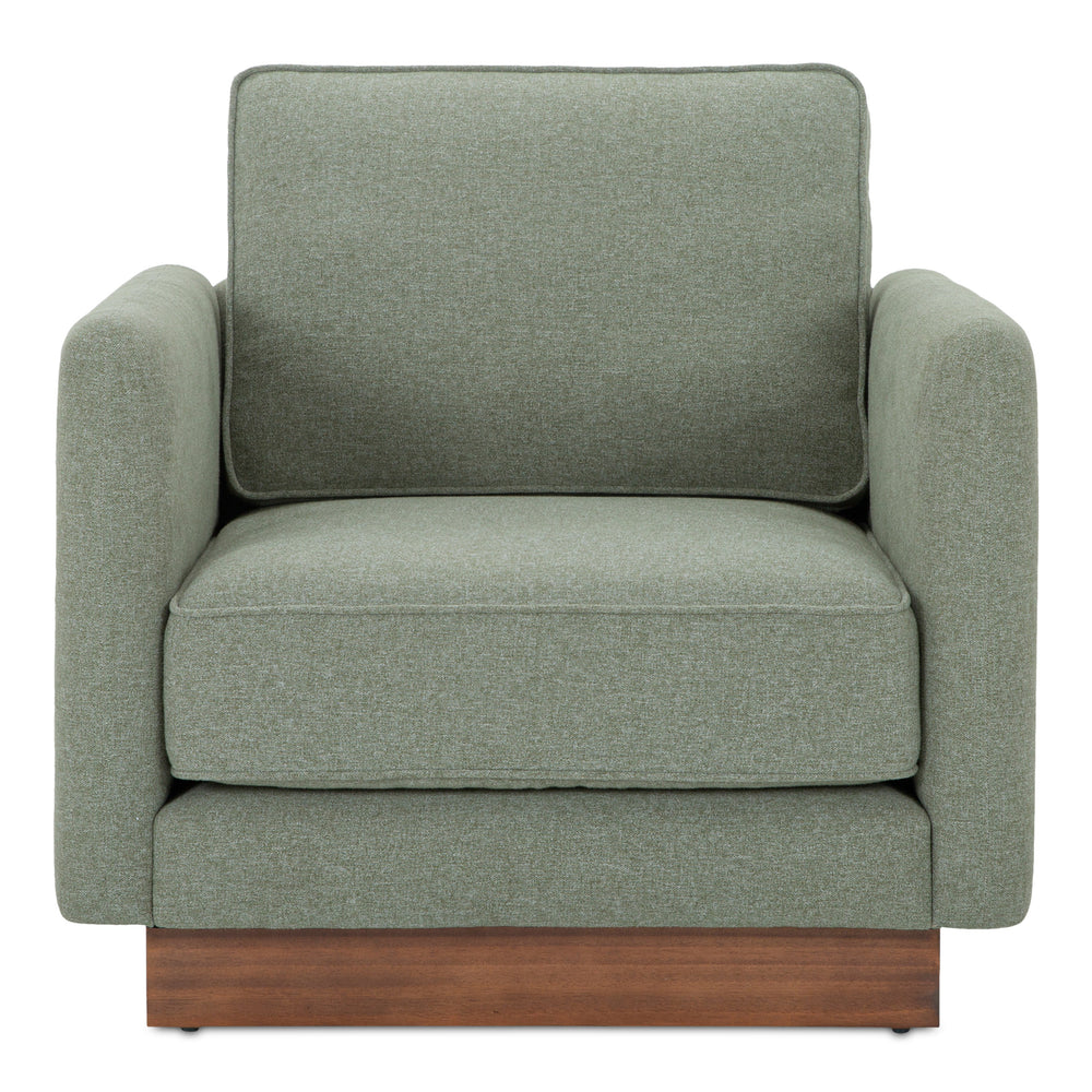 Moe's Vernon Accent Chair in Sage with Plinth Base