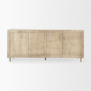Tucker Light Brown Wood w/ Carved Arch Pattern 4 Door Sideboard