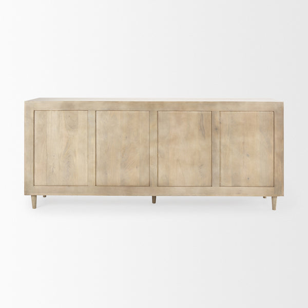 Tucker Light Brown Wood w/ Carved Arch Pattern 4 Door Sideboard