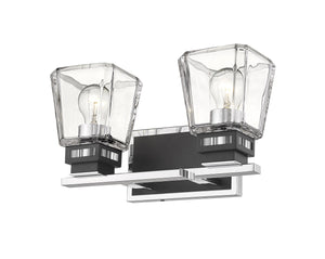 Jackson 2 Light Vanity in Chrome + Matte Black Finish
