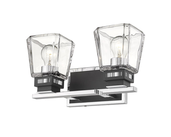 Jackson 2 Light Vanity in Chrome + Matte Black Finish