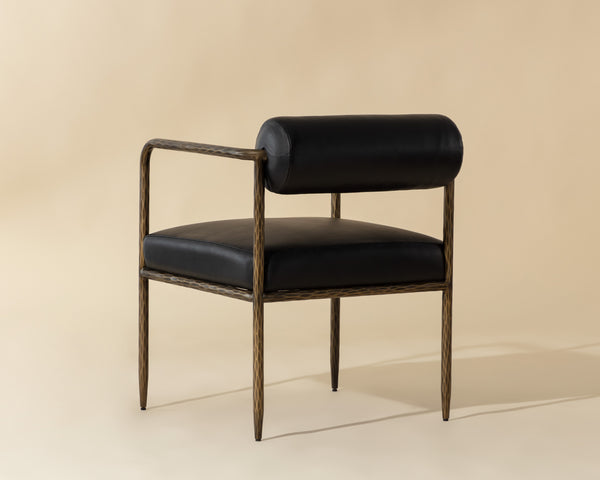 AJANI DINING ARMCHAIR - CHARCOAL BLACK LEATHER