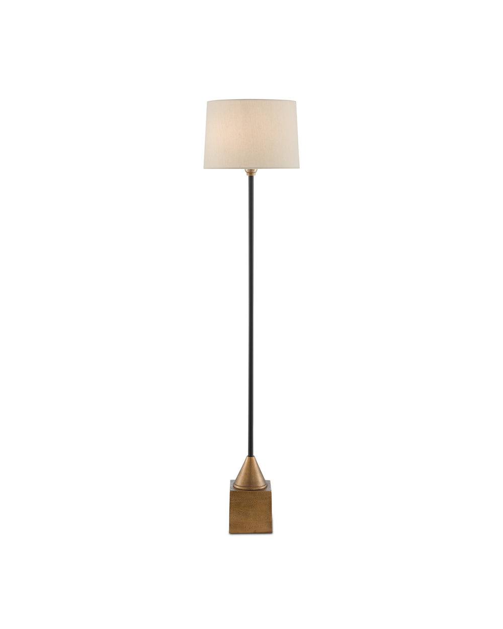 Keeler Floor Lamp In Antique Brass & Black