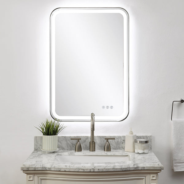 Crofton Lighted Nickel Vanity Mirror