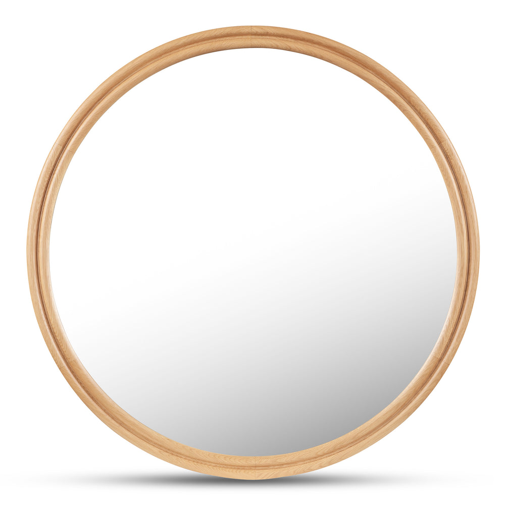 Alcott Large Round Mirror in Natural Oak