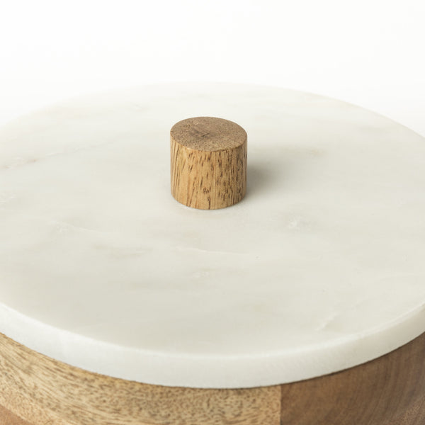 Sandook (Large) 10H Brown Round Wooden Storage Jar