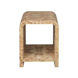 WATERFALL EDGE TWO TIER SIDE TABLE IN BURL WOOD