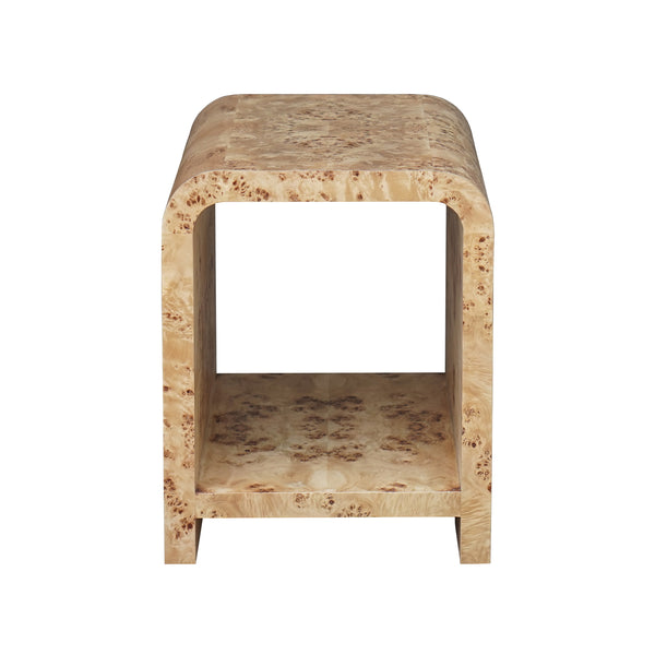 WATERFALL EDGE TWO TIER SIDE TABLE IN BURL WOOD