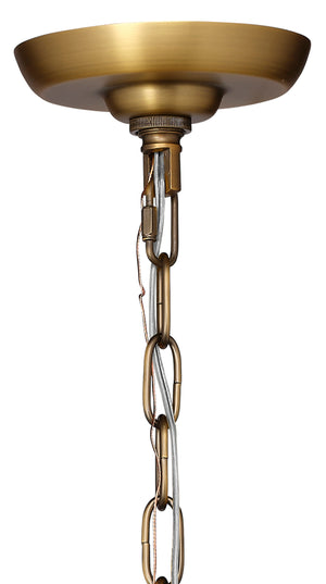 Glenn Small Square Metal 4-Light Chandelier, Antique Brass