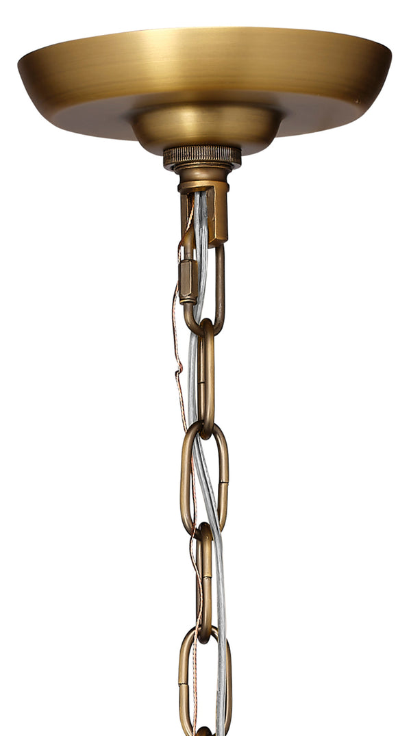 Glenn Small Square Metal 4-Light Chandelier, Antique Brass