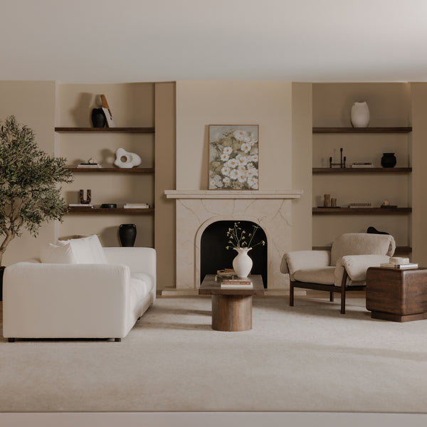 Moe's Davie Sofa in Warm White Upholstery