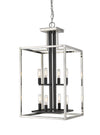 Quadra 8 Light Chandelier in Brushed Nickel + Black Finish