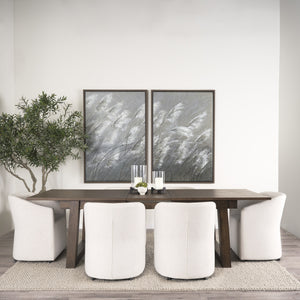 Takota Dark Brown Rectangular Oak Wood w/ Birch Wood Legs Extendable Dining Table