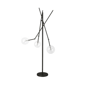 Connor II 84" Black Metal Glass Globe Three Light Floor Lamp