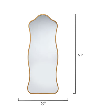 Aurora Wavy Iron Floor Mirror, Antique Brass