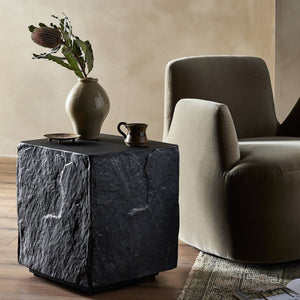 Lucius End Table In Smooth Black Concrete