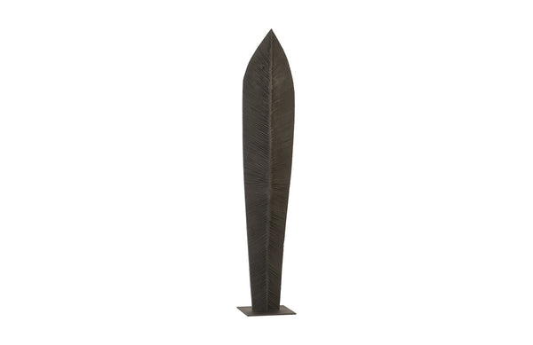 Carved Leaf on Stand, Burnt, XL