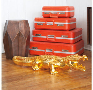 Resin Crocodile, Electroplated Gold