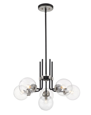 Parsons 6 Light Chandelier in Matte Black + Brushed Nickel Finish