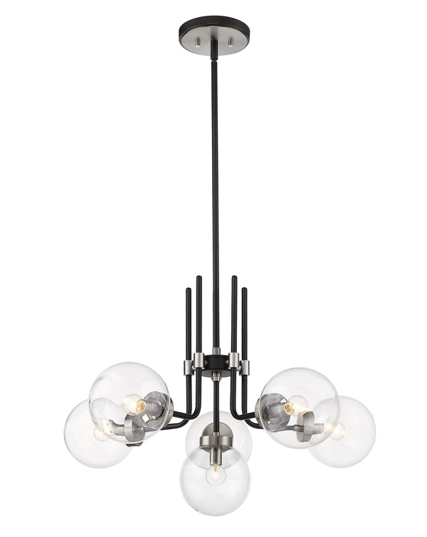 Parsons 6 Light Chandelier in Matte Black + Brushed Nickel Finish