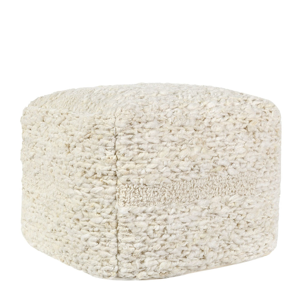 Sinclair Pouf 18x18x14 - Ivory with Natural Texture